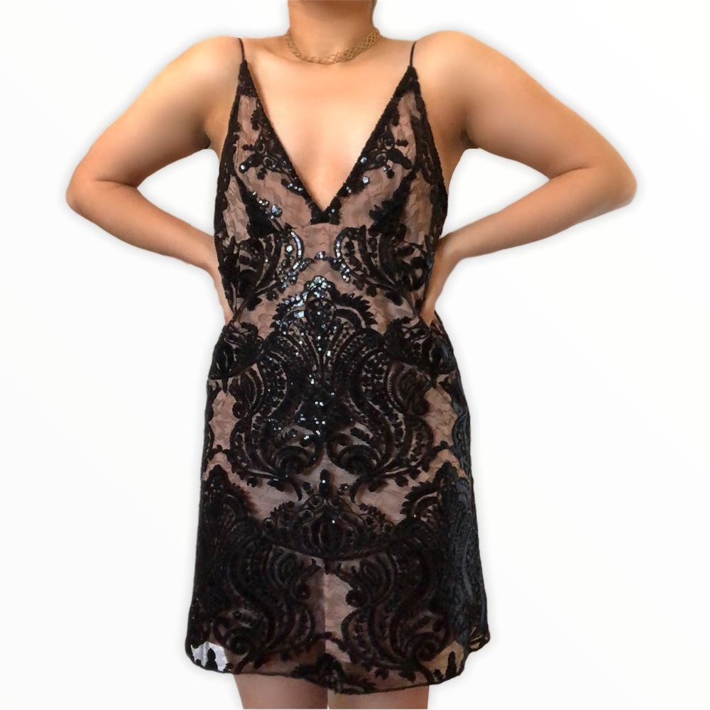Free people black lace dress size2